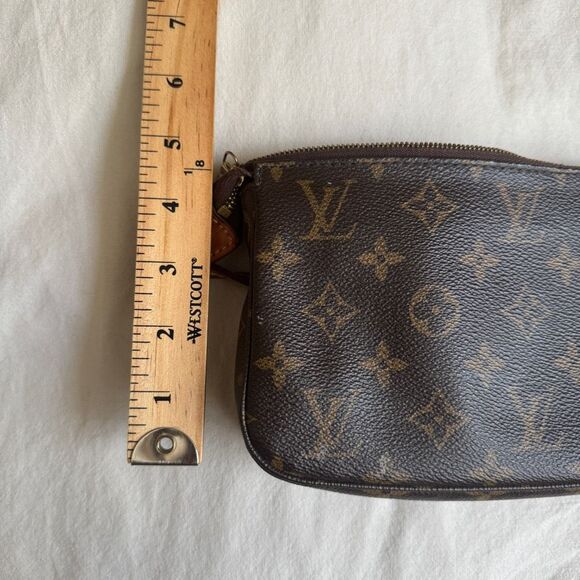 Louis Vuitton Monogram Bag Pochette Brown Authentic Pouch Clutch - Picture 8 of 10